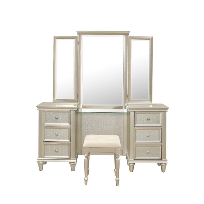 Celandine Silver Vanity Stool