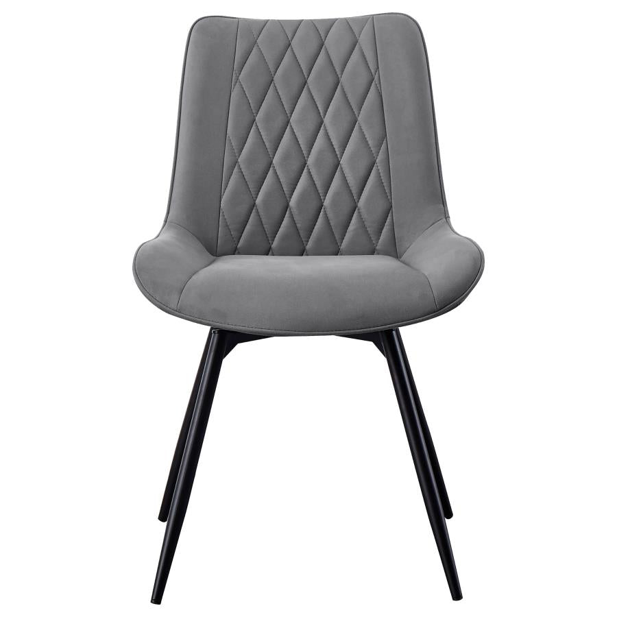 Diggs Upholstered Tufted Swivel Dining Chairs Grey And Gunmetal (Set Of 2)