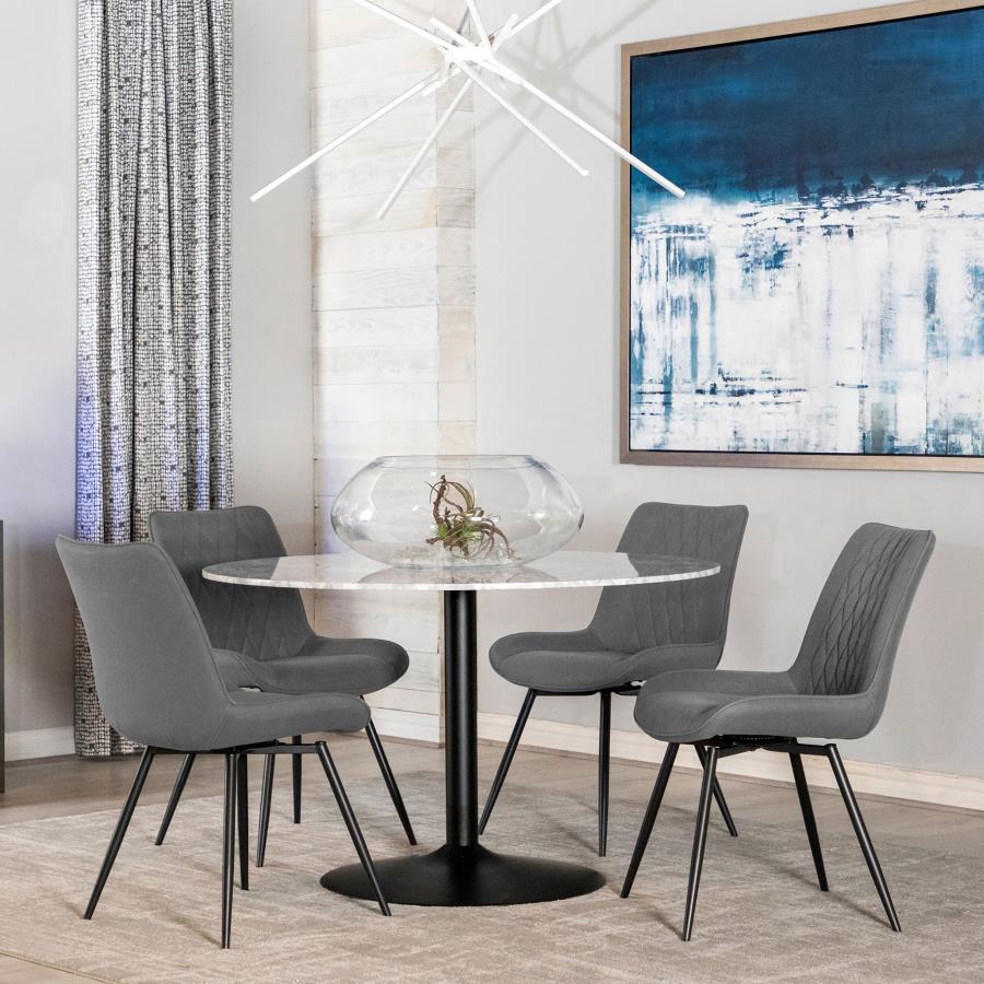 Diggs Upholstered Tufted Swivel Dining Chairs Grey And Gunmetal (Set Of 2)