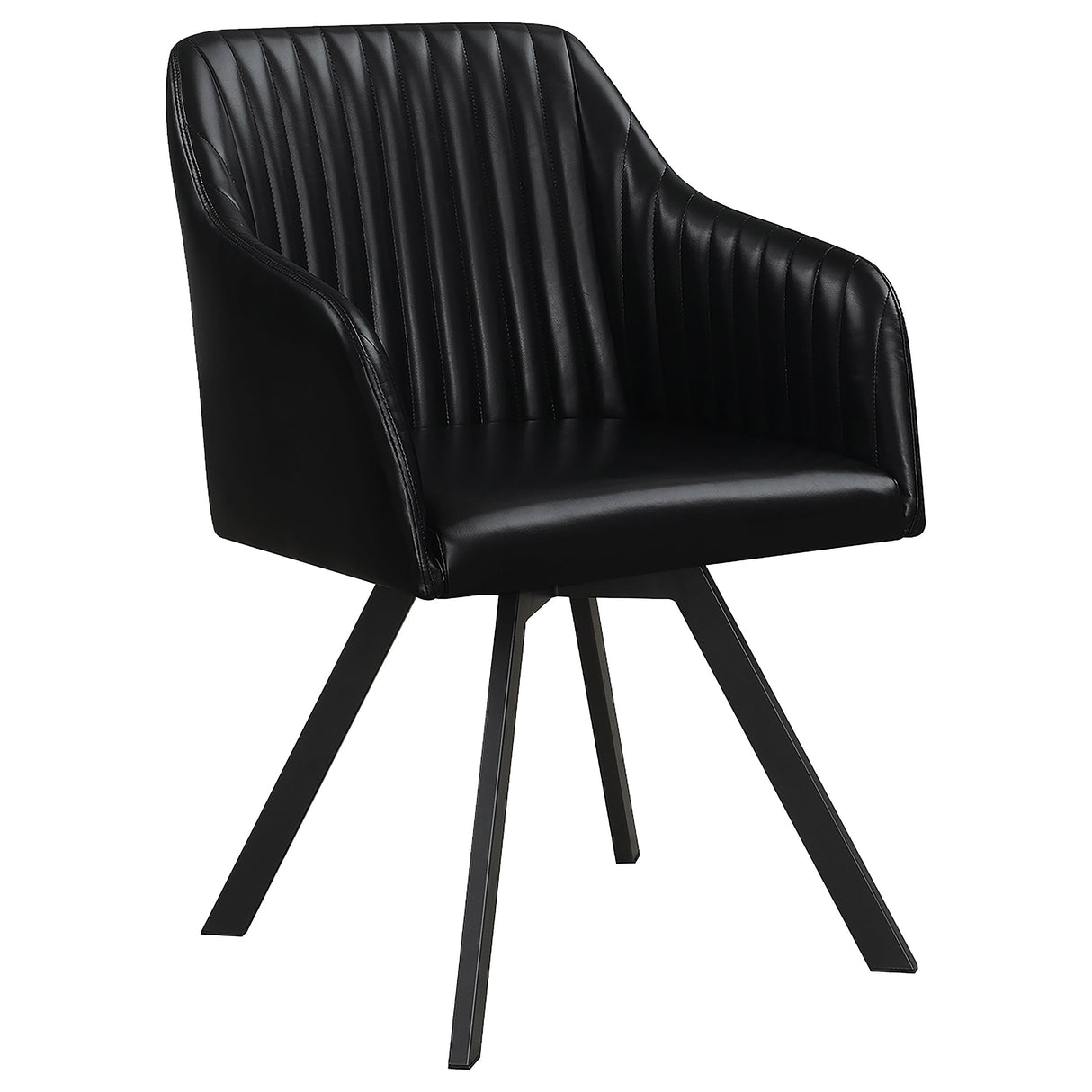 Tufted Sloped Arm Swivel Dining Chair Black And Gunmetal