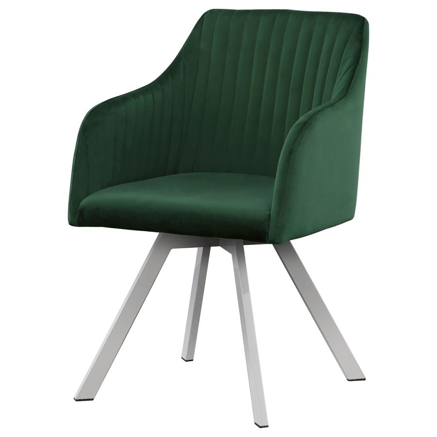 Veena Channeled Back Swivel Dining Chair Green