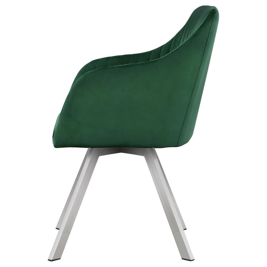 Veena Channeled Back Swivel Dining Chair Green