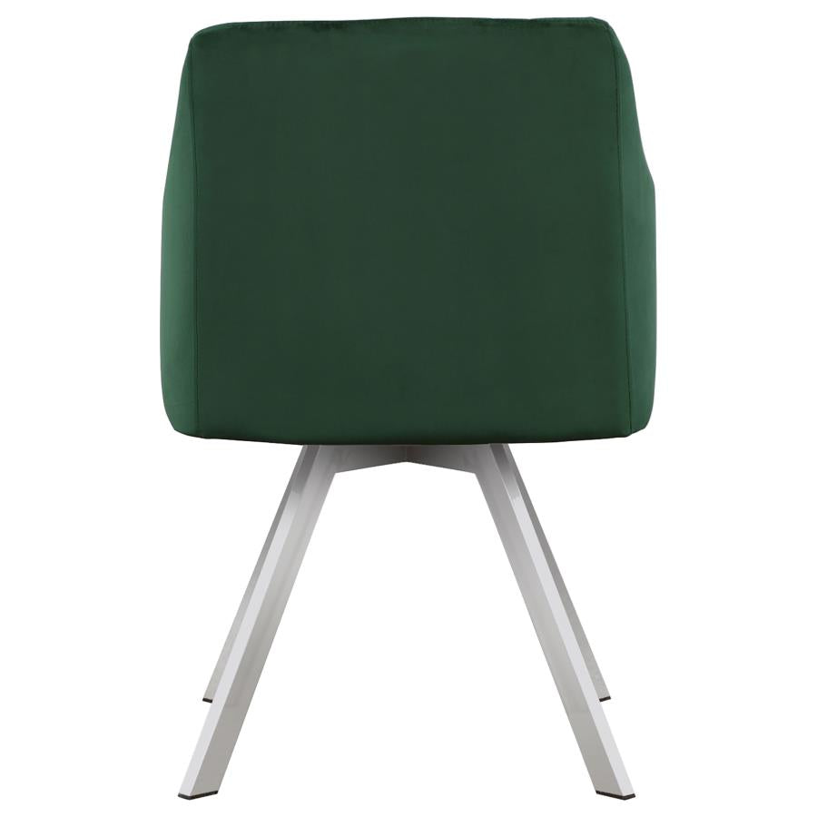 Veena Channeled Back Swivel Dining Chair Green