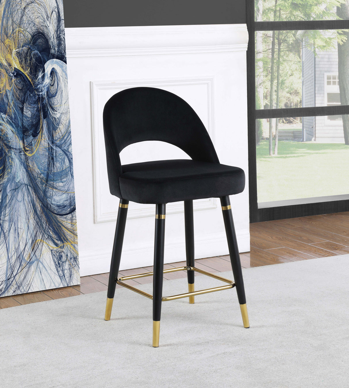 Reyes Arched Back Upholstered Counter Height Stools Black (Set Of 2)