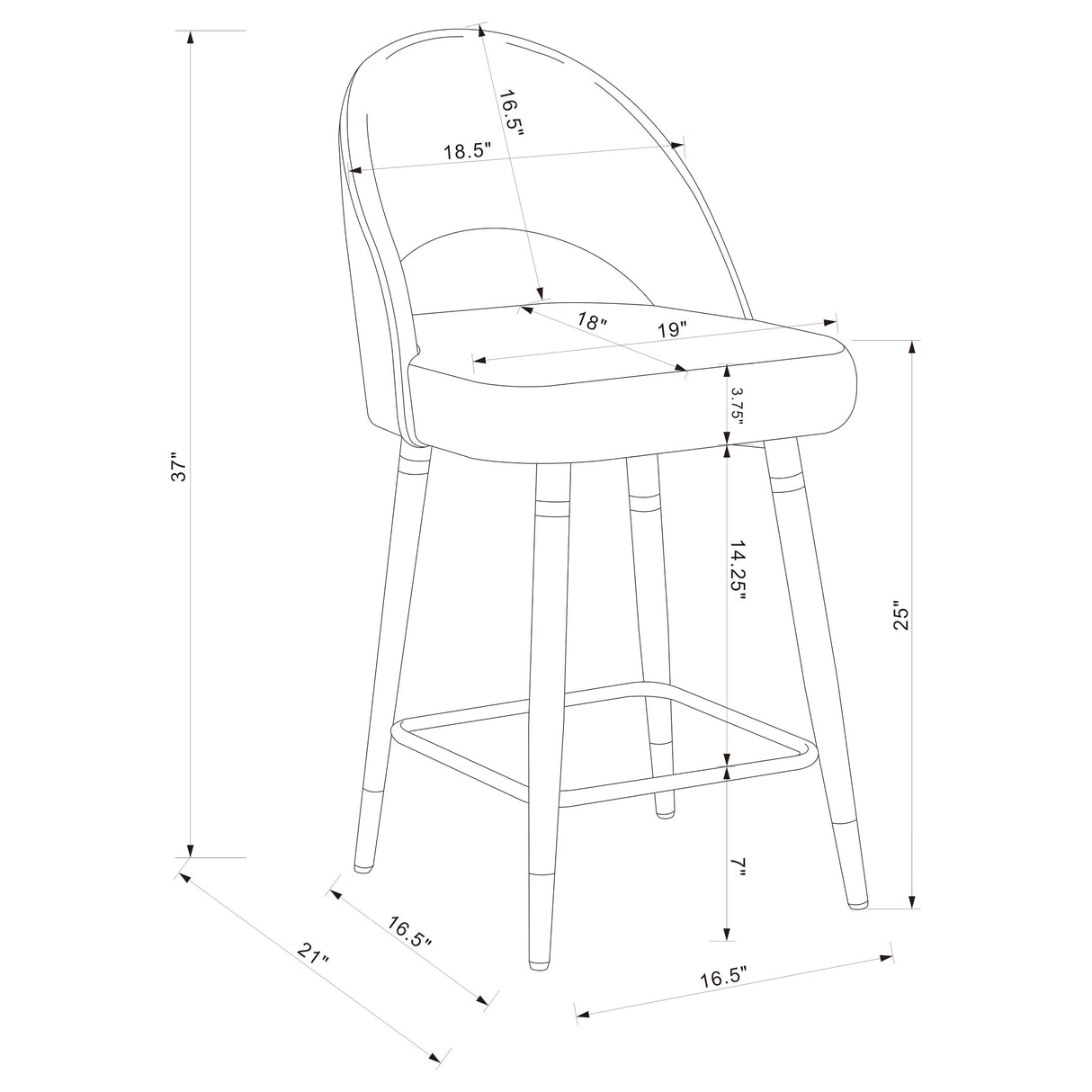 Reyes Arched Back Upholstered Counter Height Stools Black (Set Of 2)