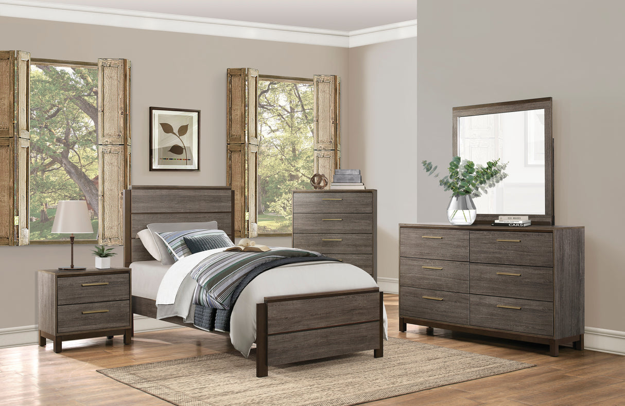 Vestavia Antique Gray And Dark Brown Twin Bed
