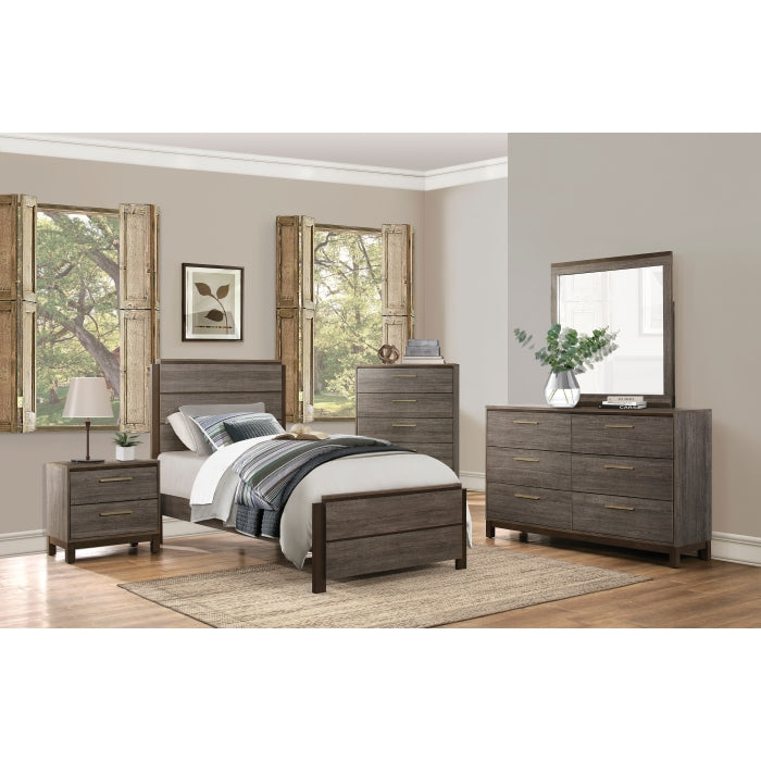 Vestavia Antique Gray And Dark Brown Twin Bed