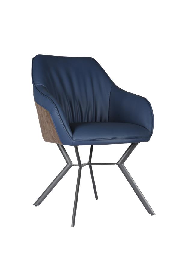 Trevon Upholstered Tufted Side Chairs (Set Of 2) Blue And Brown