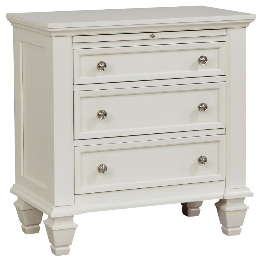 Sandy Beach 3-Drawer Nightstand White