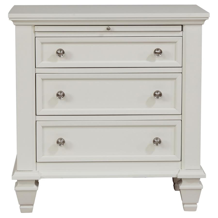 Sandy Beach 3-Drawer Nightstand White