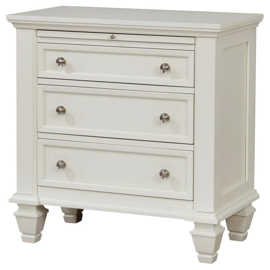 Sandy Beach 3-Drawer Nightstand White