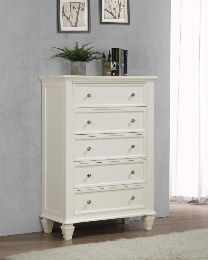 Sandy Beach 5-Drawer Rectangular Chest White