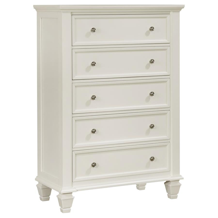 Sandy Beach 5-Drawer Rectangular Chest White