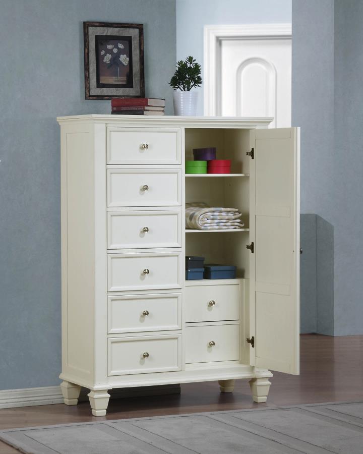 Sandy Beach 8-Drawer Door Chest Storage White