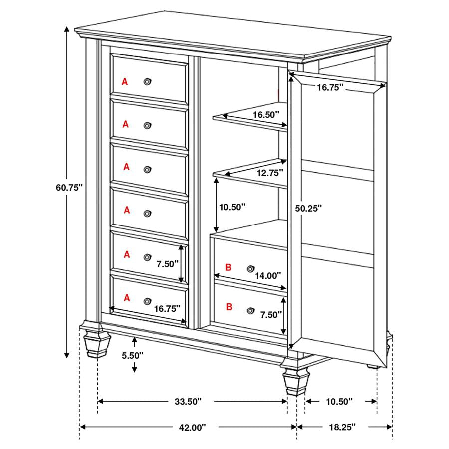 Sandy Beach 8-Drawer Door Chest Storage White
