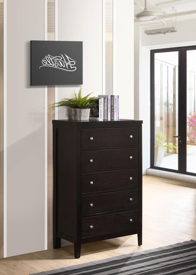 Carlton 5-Drawer Rectangular Chest Cappuccino