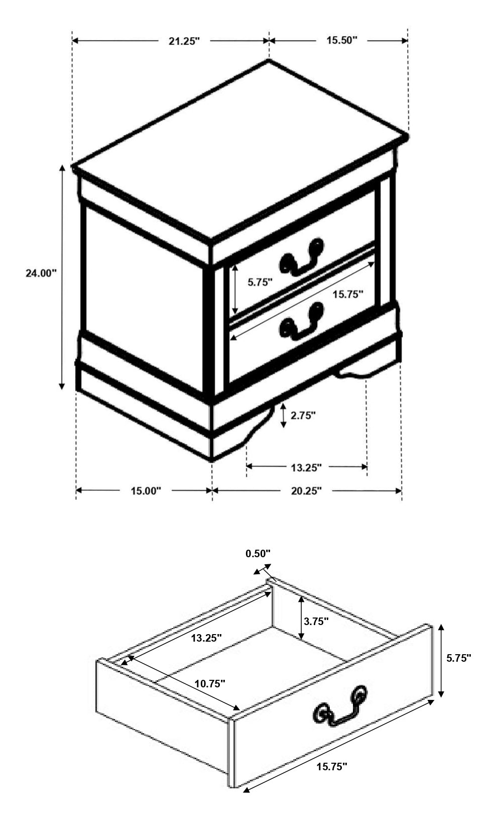 Louis Philippe Cappuccino 5-Piece Eastern King Bedroom Set