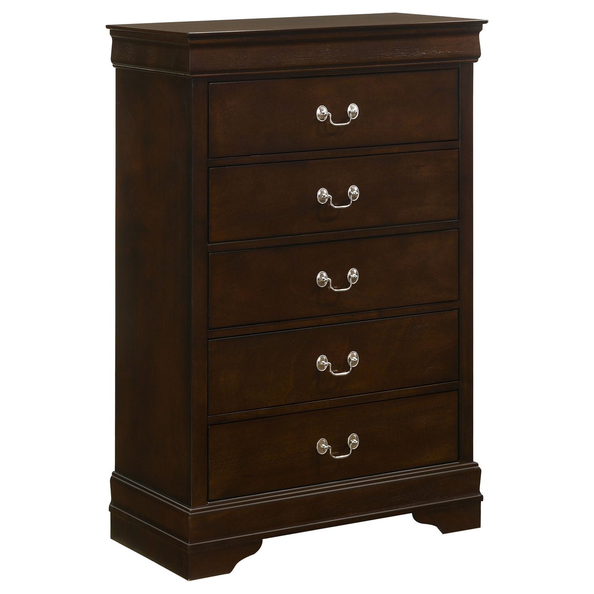 Louis Philippe 5-Drawer Chest With Silver Bails Cappuccino