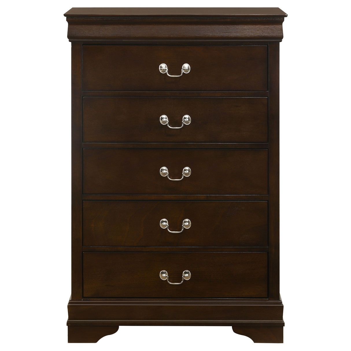 Louis Philippe 5-Drawer Chest With Silver Bails Cappuccino