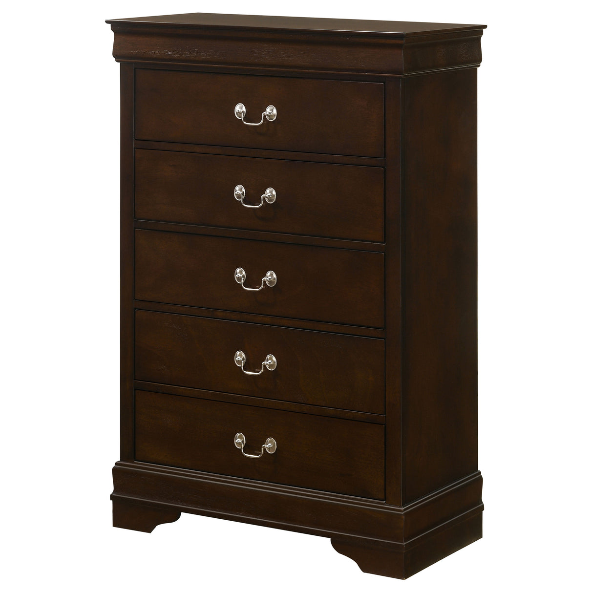 Louis Philippe 5-Drawer Chest With Silver Bails Cappuccino