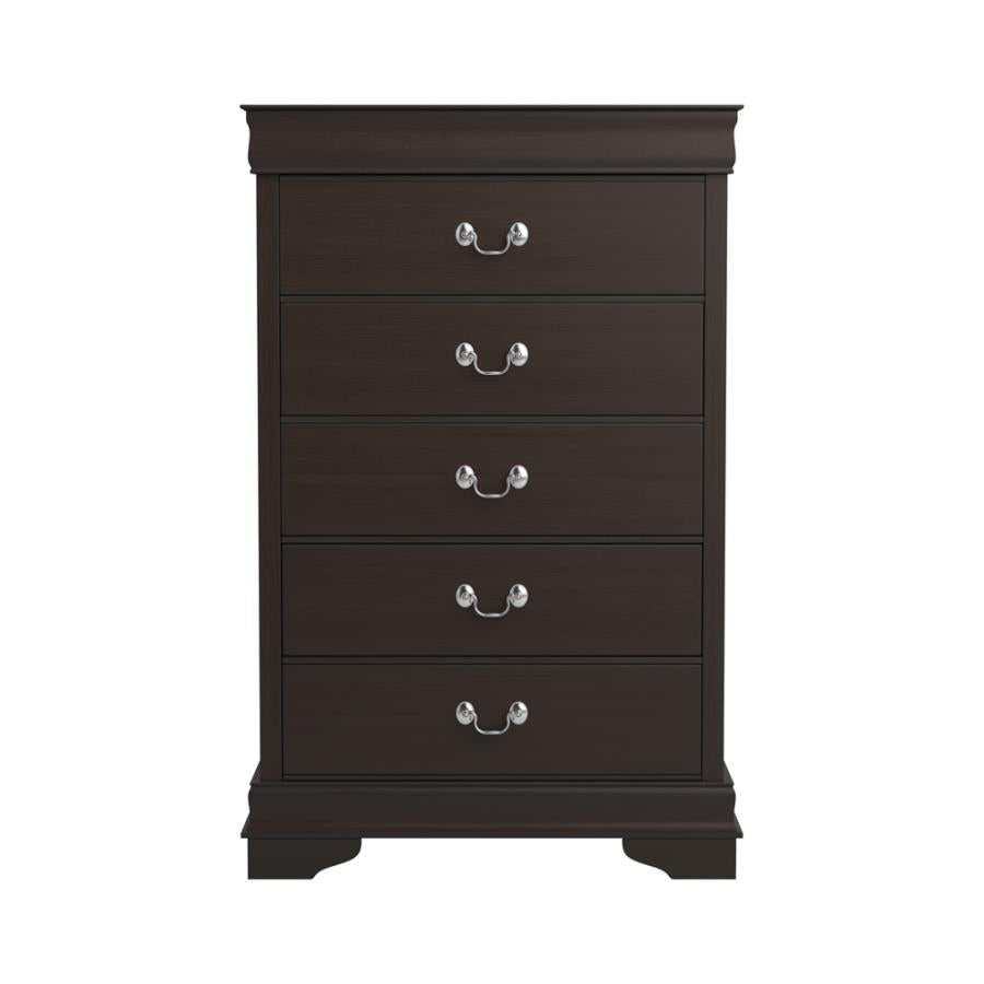 Louis Philippe 5-Drawer Chest With Silver Bails Cappuccino