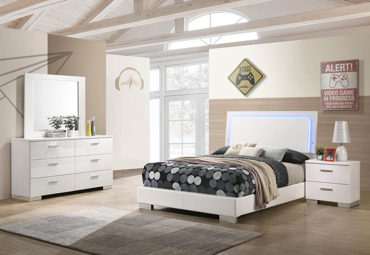 Felicity White High Gloss 4-Piece Full Bedroom Set