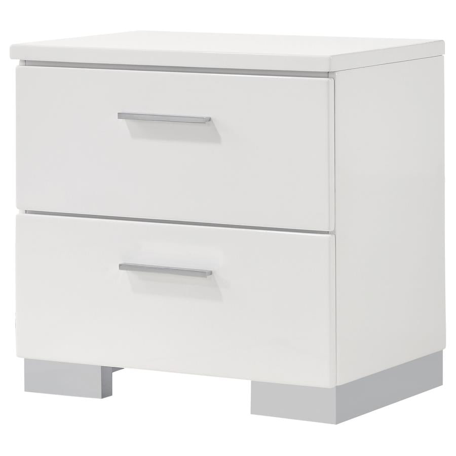 Felicity 2-Drawer Nightstand Glossy White