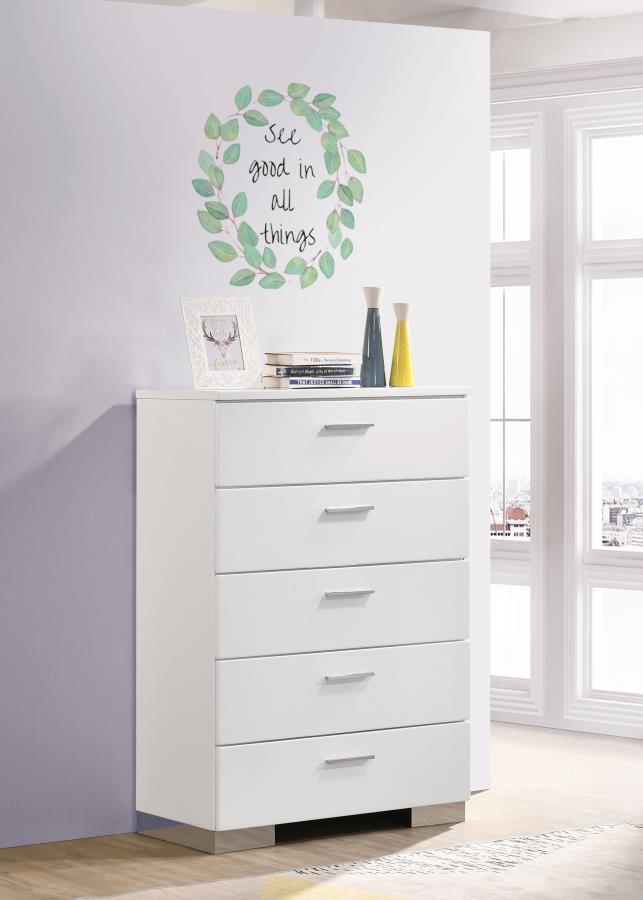 Felicity 5-Drawer Chest Glossy White