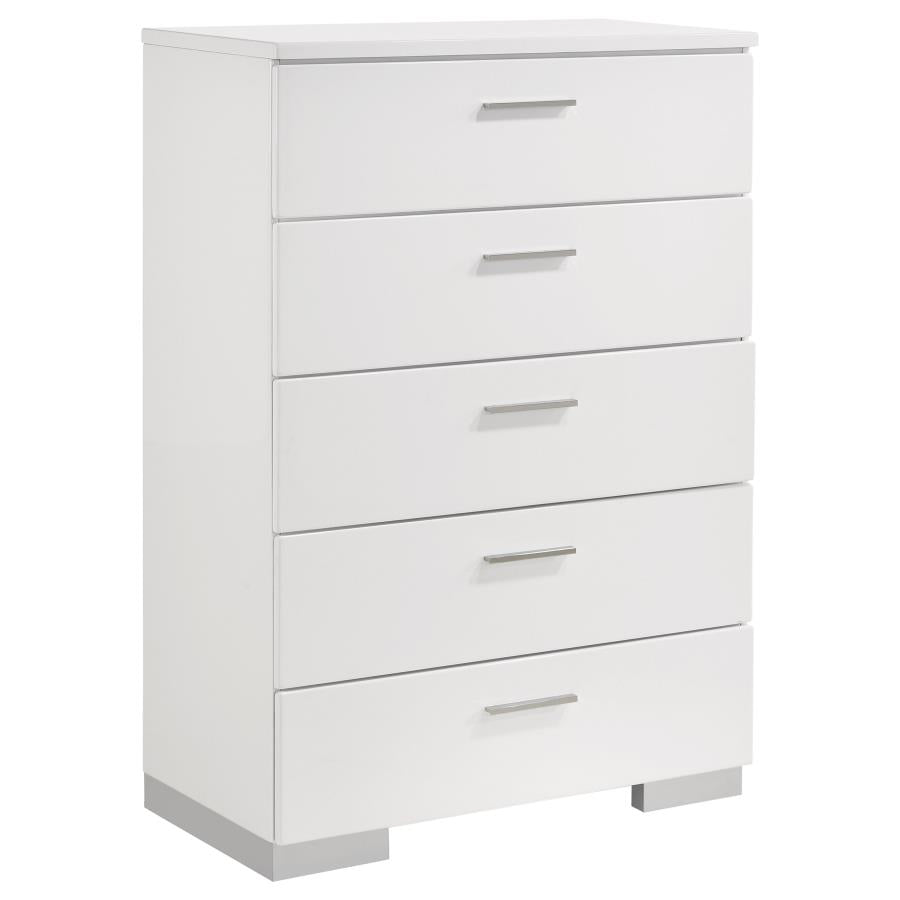 Felicity 5-Drawer Chest Glossy White