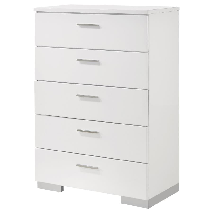 Felicity 5-Drawer Chest Glossy White