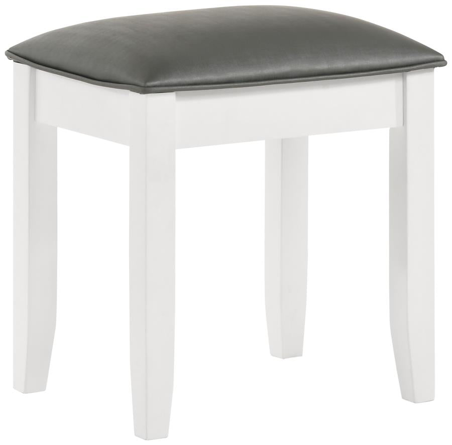 Felicity Upholstered Vanity Stool Metallic And Glossy White