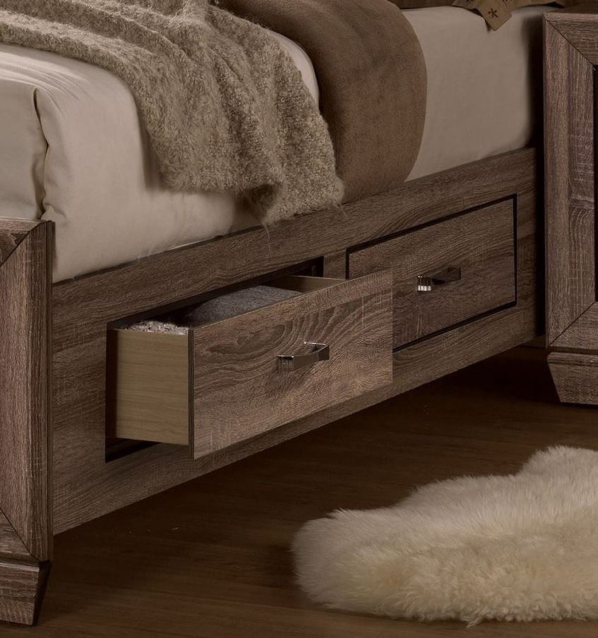 Kauffman Washed Taupe Panel Storage Bedroom Set