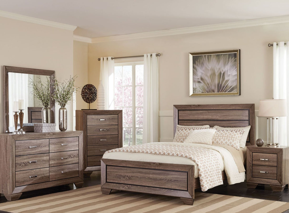Kauffman Washed Taupe Panel Bedroom Set