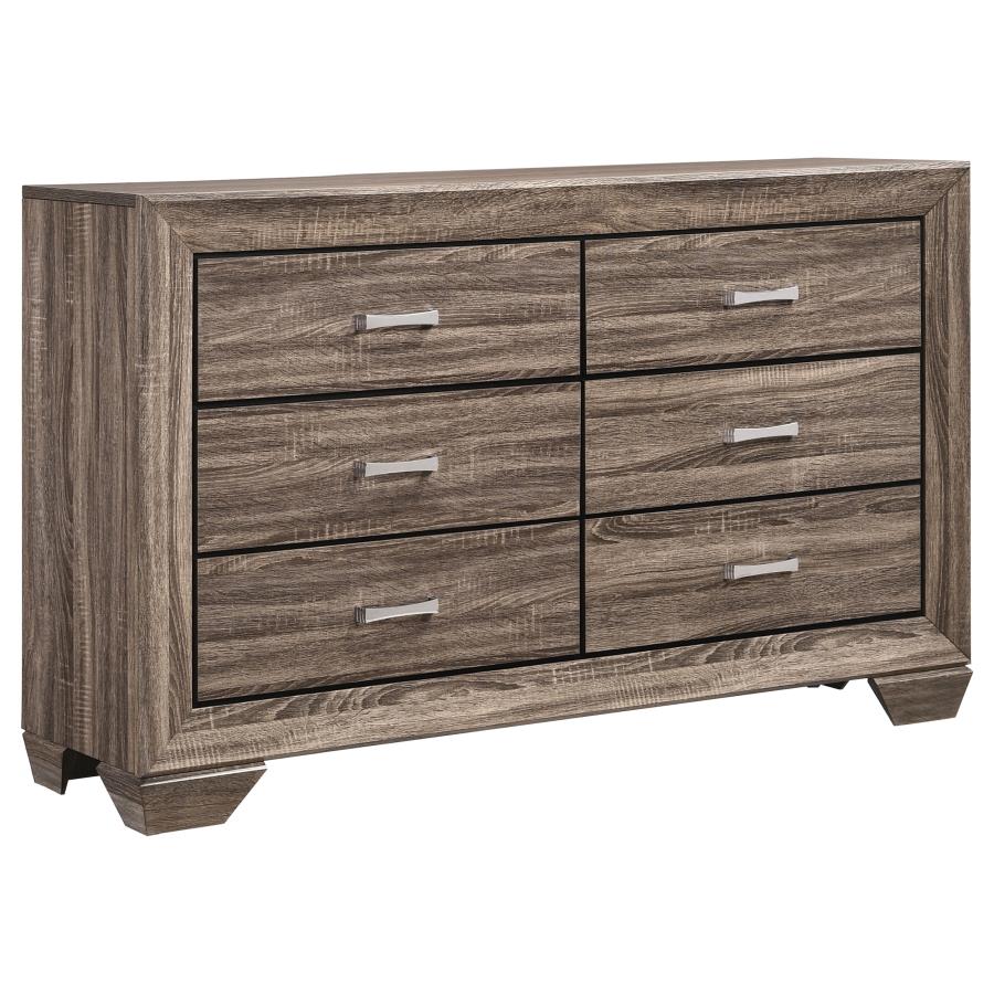 Kauffman 6-Drawer Dresser Washed Taupe