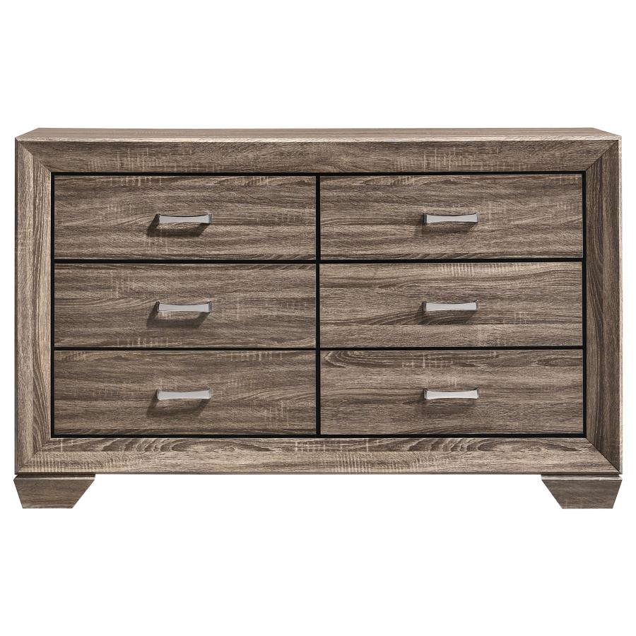 Kauffman 6-Drawer Dresser Washed Taupe
