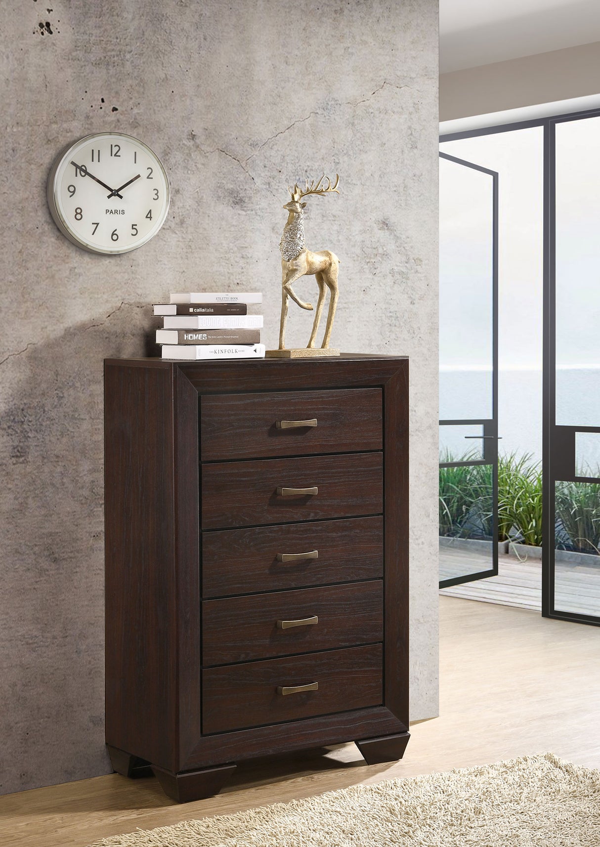 Kauffman 5-Drawer Chest Dark Cocoa