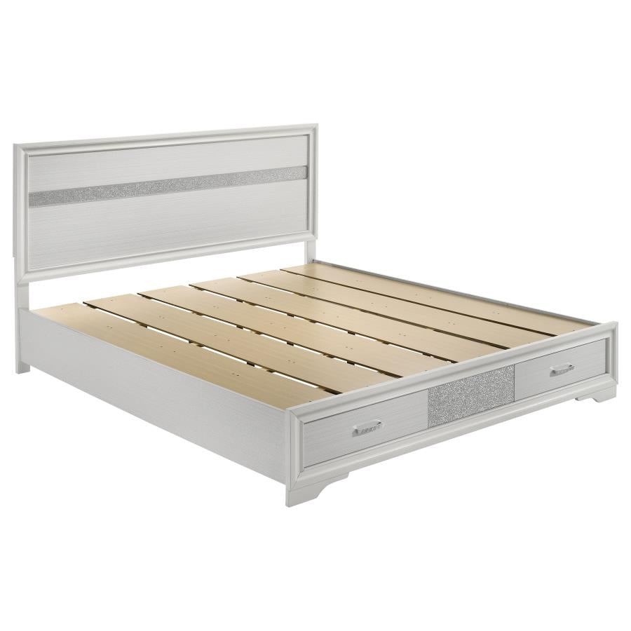 Miranda White 51-Inch Wood California King Storage Panel Bed