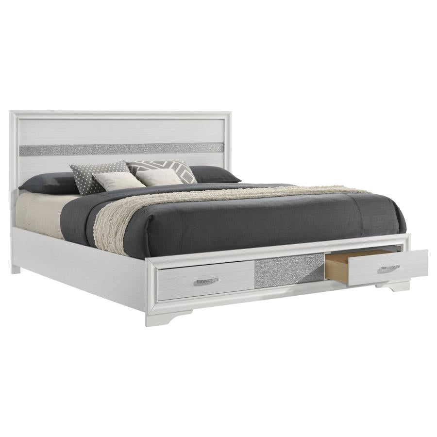 Miranda White 51-Inch Wood California King Storage Panel Bed