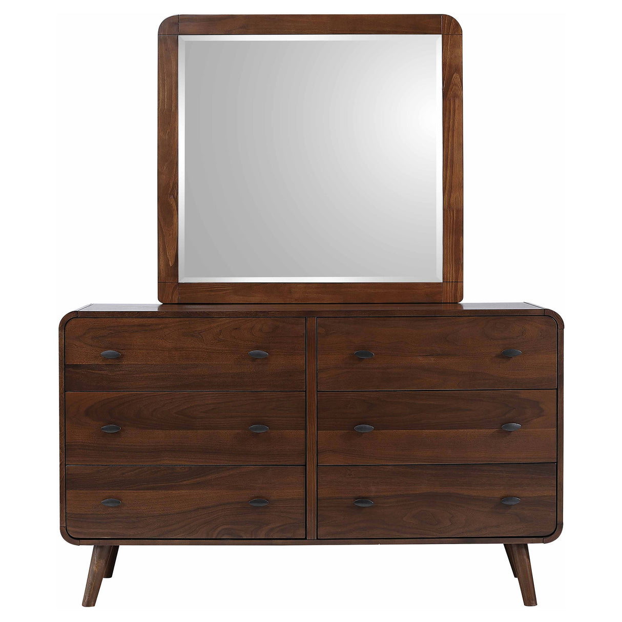 Robyn Dark Walnut 6-Drawer Dresser With Mirror