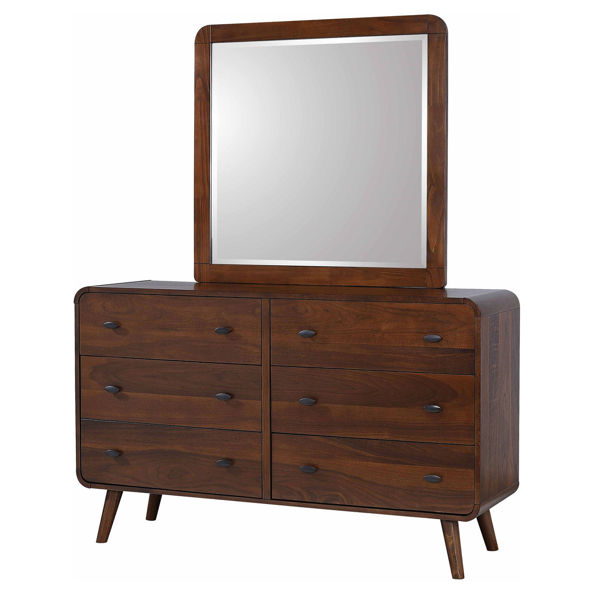 Robyn Dark Walnut 6-Drawer Dresser With Mirror