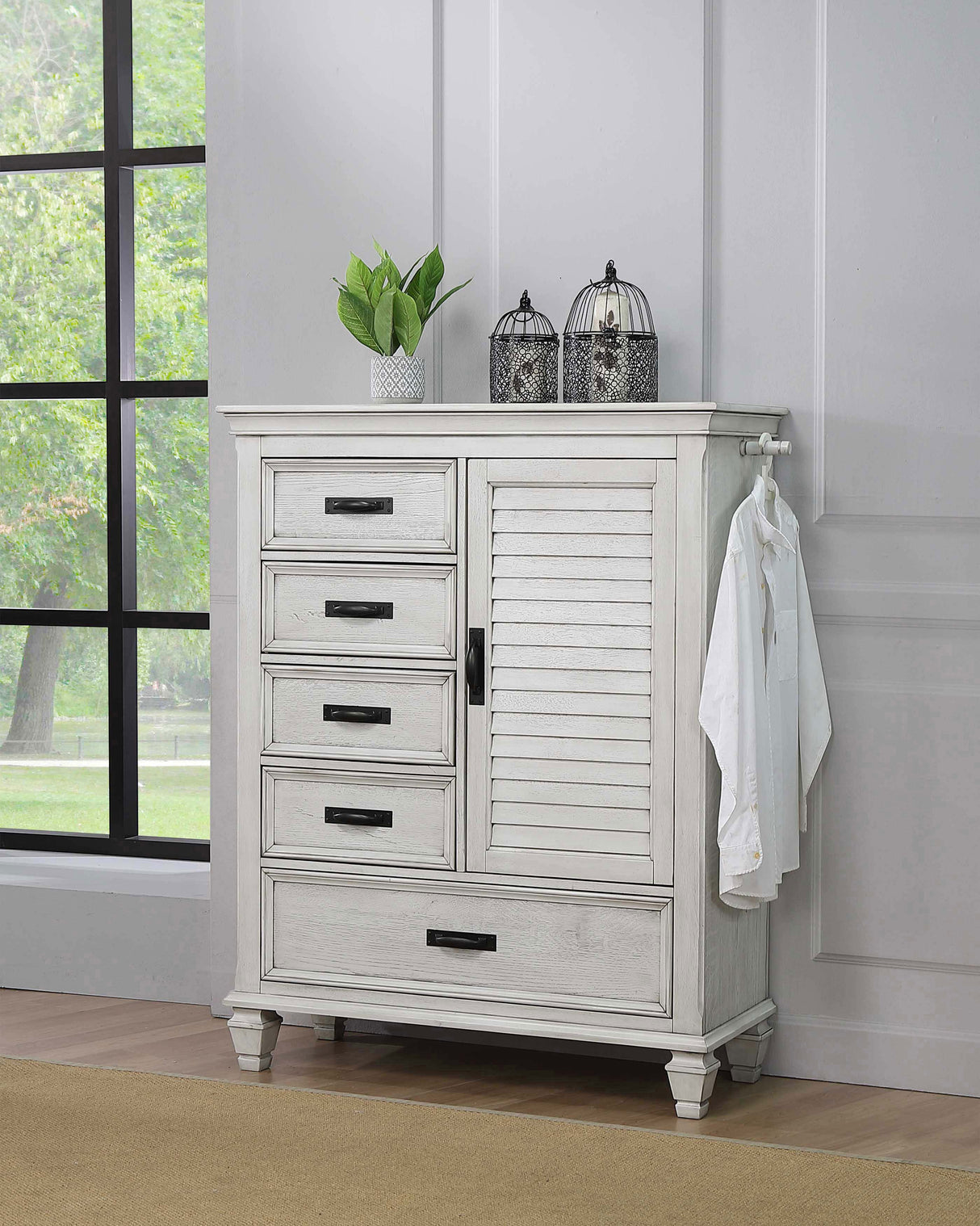 Franco 5-Drawer Door Chest Antique White