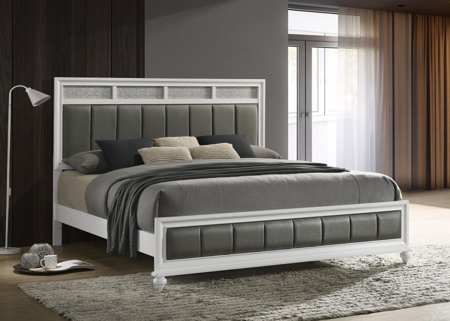 Barzini White Wood Eastern King Panel Bed