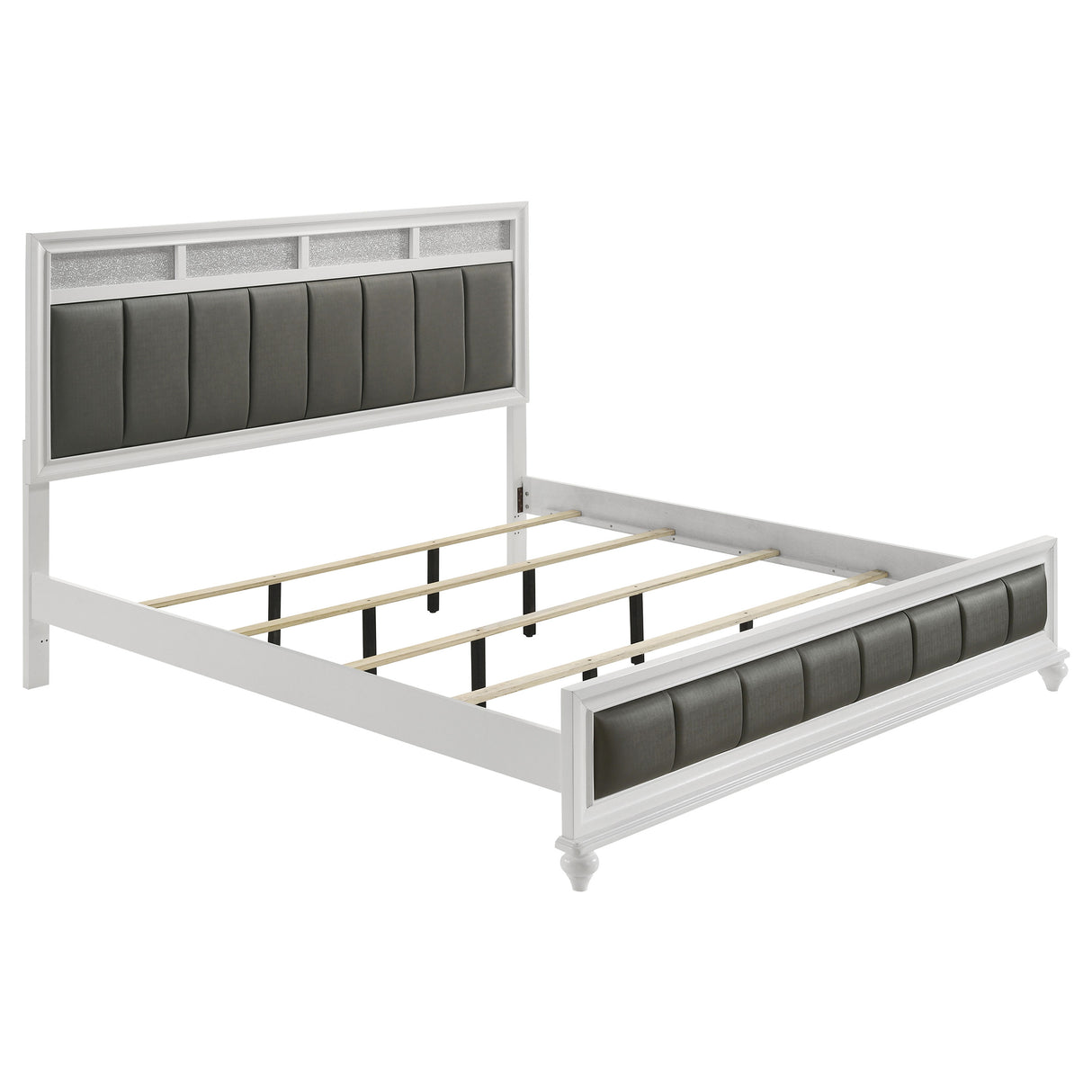 Barzini White Wood Eastern King Panel Bed