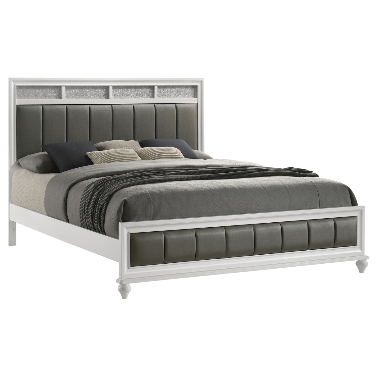 Barzini White Wood Eastern King Panel Bed