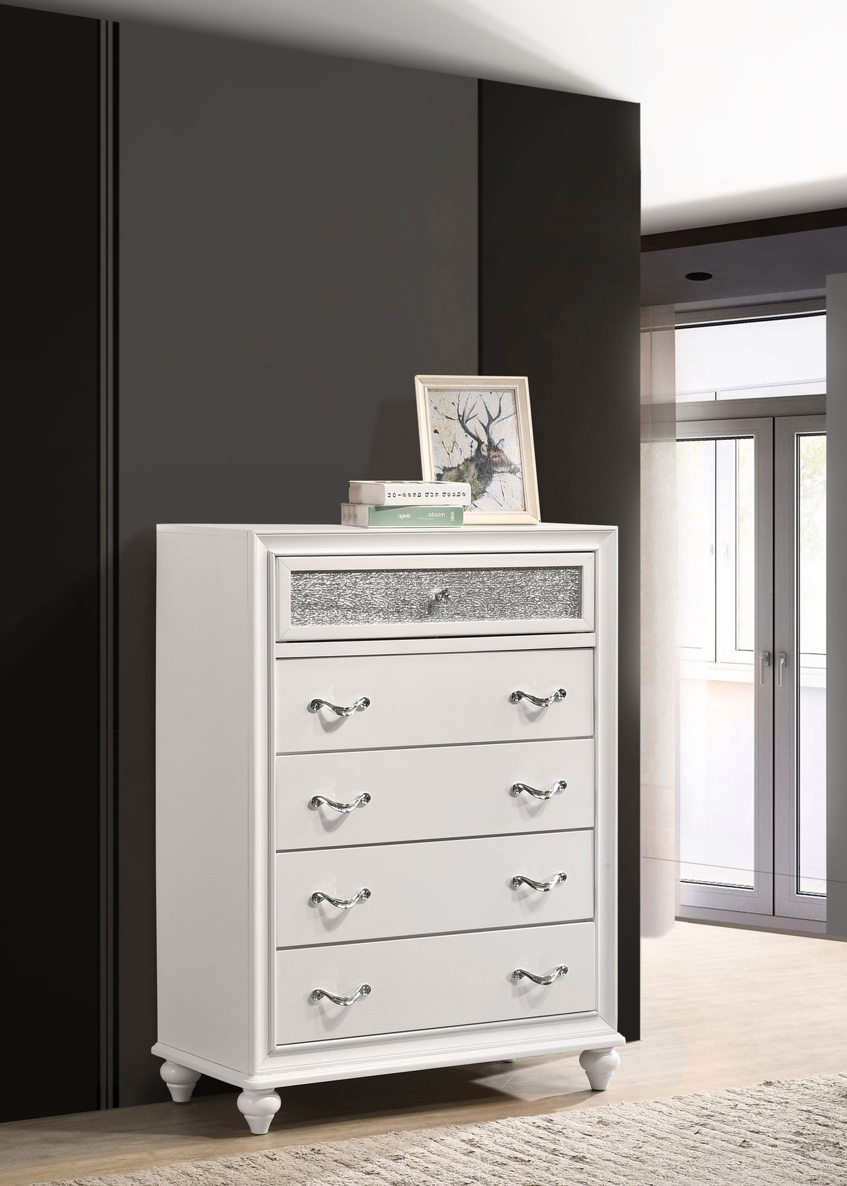 Barzini 5-Drawer Chest White