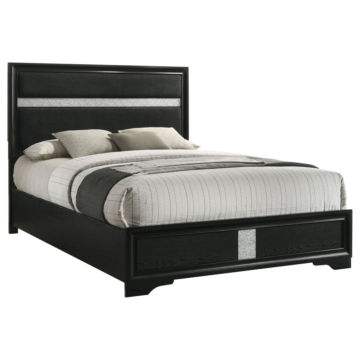 Miranda Black 55-Inch Upholstered California King Panel Bed