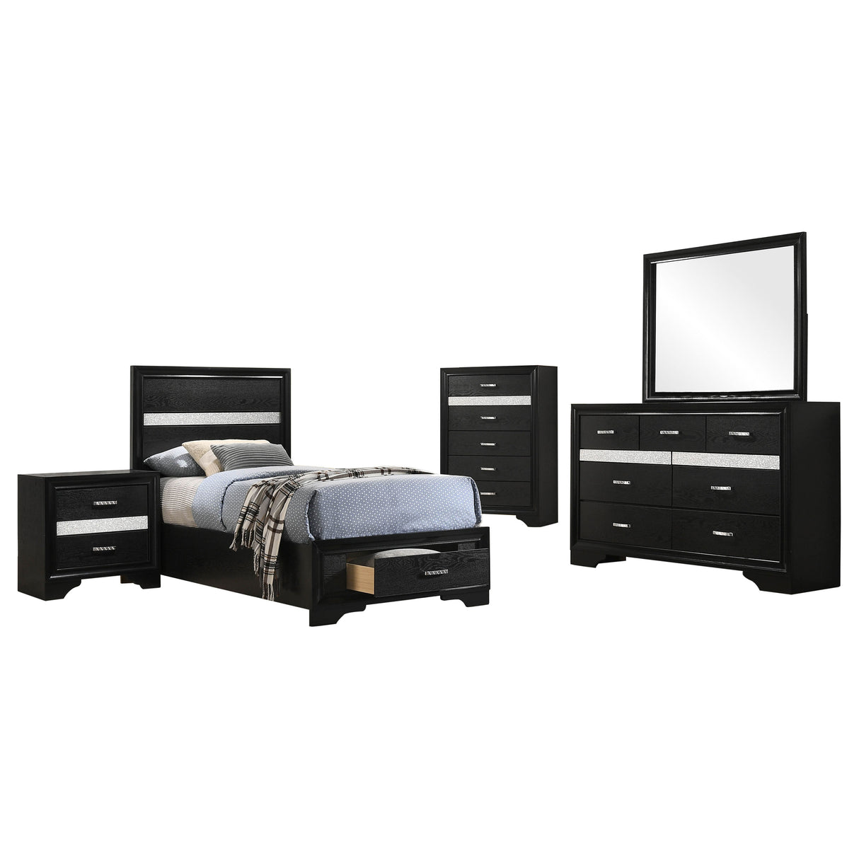 Miranda Black 5-Piece Twin Bedroom Set
