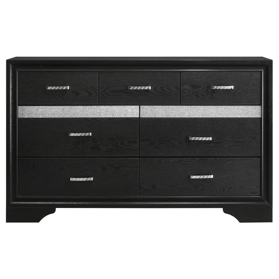 Miranda 7-Drawer Dresser Black And Rhinestone