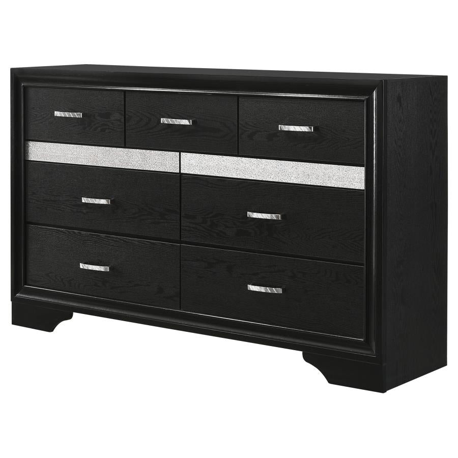 Miranda 7-Drawer Dresser Black And Rhinestone