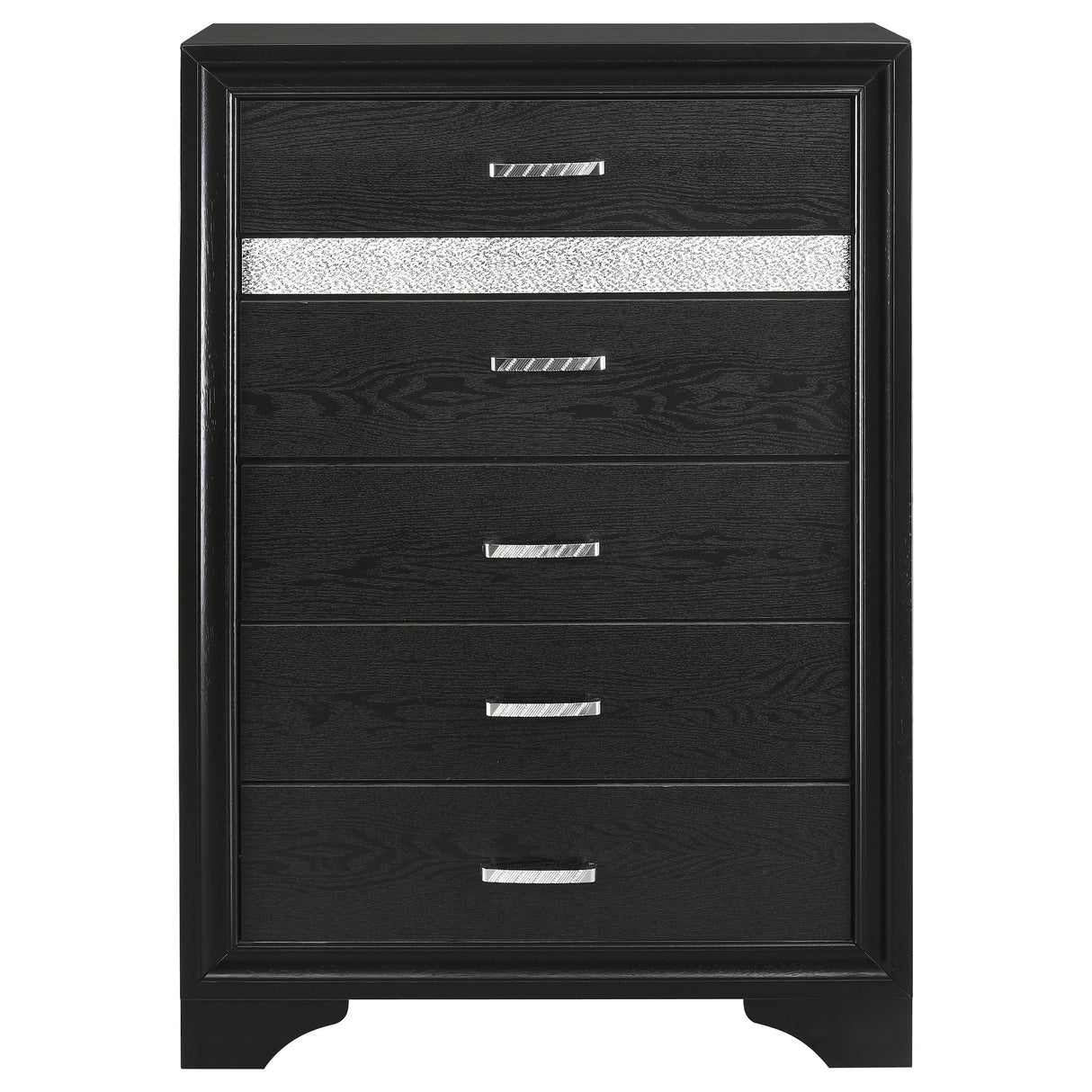 Miranda 5-Drawer Chest Black And Rhinestone